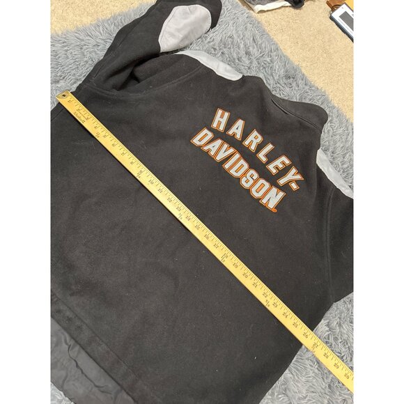 Harley-Davidson Mens Fleece Jacket XL Black & Gray Nylon Polyester Embroidered L - Picture 9 of 9